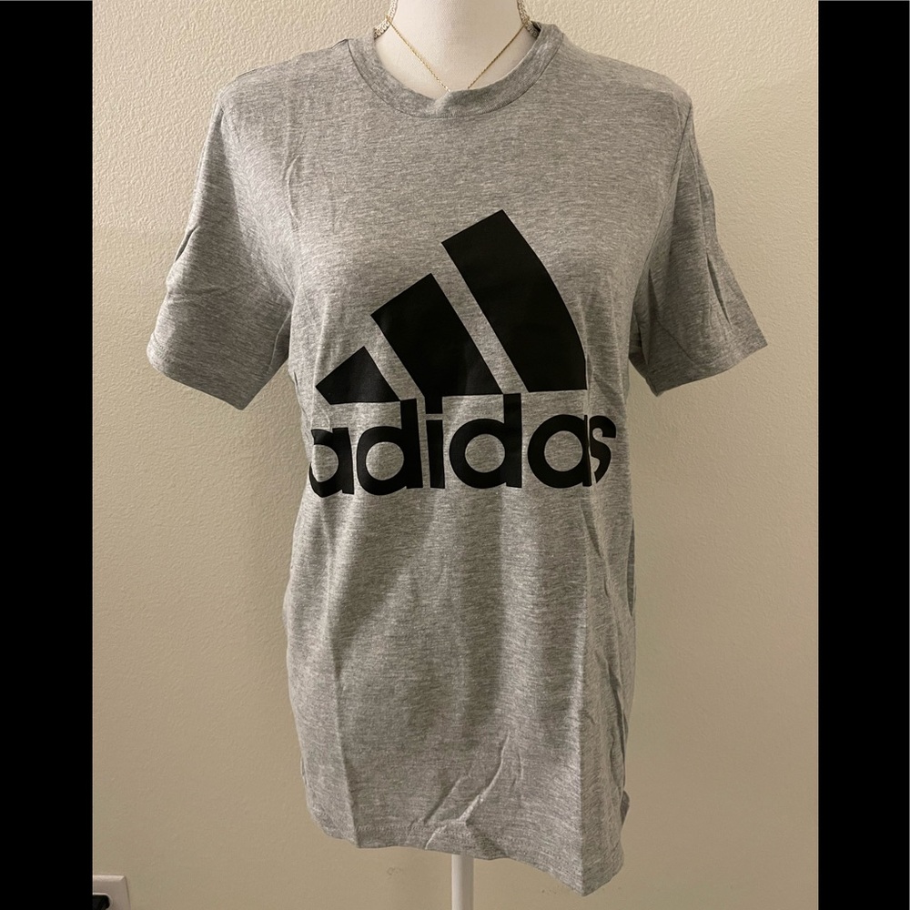 New gray Adidas Badge of Sport logo shirt tee